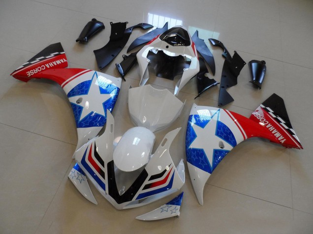 2012-2014 Yamaha YZF R1 Motorcycle Fairings - White Blue Red Black Star UK