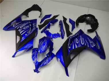 Best 2013-2024 Kawasaki Ninja 300 EX300R Motorcycle Fairings - Blue Black White Flame UK