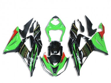 Best 2013-2018 Kawasaki ZX6R Motorcycle Fairings - Green Glossy Black Red Honeycomb UK