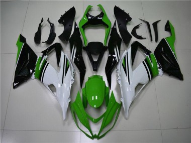 Best 2013-2018 Kawasaki ZX6R Motorcycle Fairings - Green White Glossy Black UK