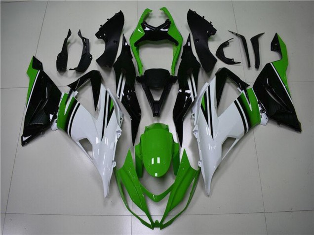 2013-2018 Kawasaki ZX6R Motorcycle Fairings - Green White Glossy Black UK