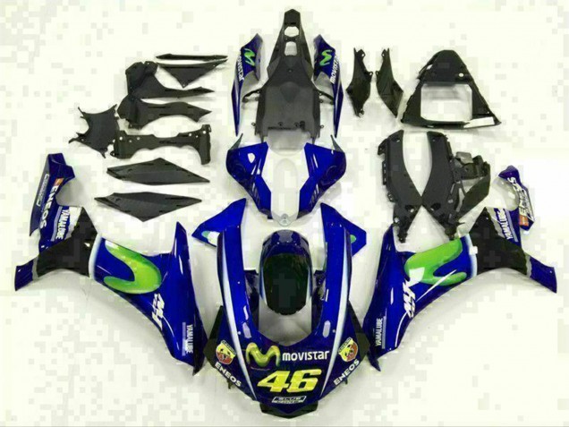 2015-2019 Yamaha YZF R1 Motorcycle Fairings - Blue Silver Black Green MoviStar UK