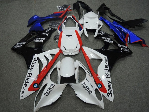 2009-2014 BMW S1000RR Motorcycle Fairings - White Red Blue Glossy Black Becker Carbon UK