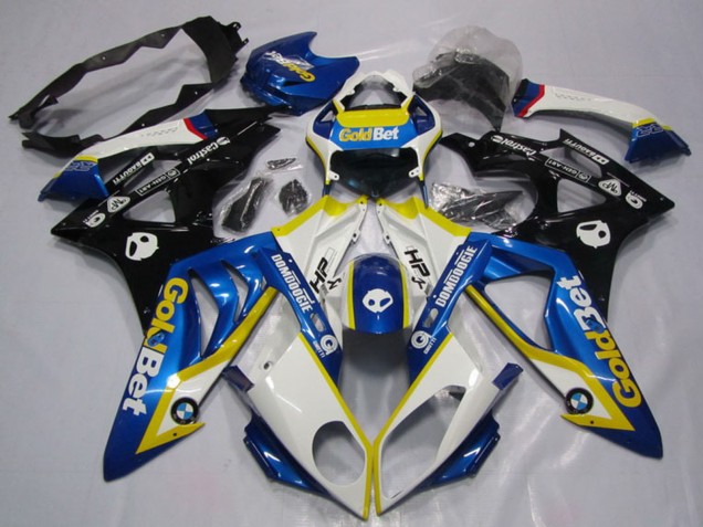 2009-2014 BMW S1000RR Motorcycle Fairings - White Yellow Blue Glossy Black GoldBet HP UK