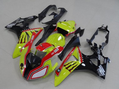 Best 2009-2014 BMW S1000RR Motorcycle Fairings - Neon Yellow Red Glossy Black Monster UK