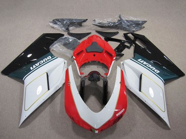 Best 2007-2014 Ducati 848 1098 1198 Motorcycle Fairing Kits - White Red Glossy Black UK