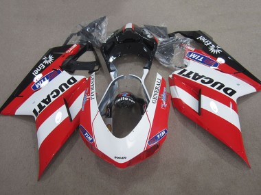 Best 2007-2014 Ducati 1098 Motorcycle Fairings - Red White Black Generali Tim UK