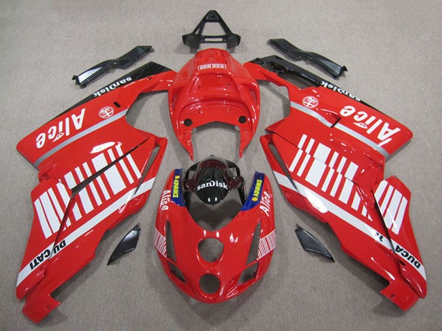 2005-2006 Ducati 749 999 Motorcycle Fairings - Red White Glossy Black Alice Sandisk UK