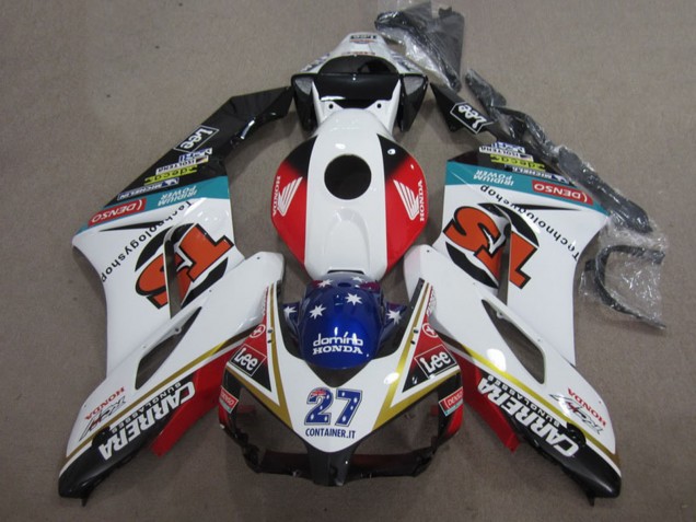 2004-2005 Honda CBR1000RR Motorcycle Fairings - White Red Blue Glossy Black 27 Contrainer IT Carrera UK