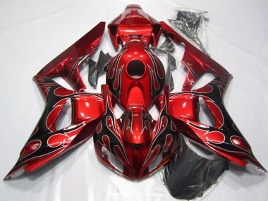 Best 2006-2007 Honda CBR1000RR Motorcycle Fairing - Red Glossy Black Flame UK