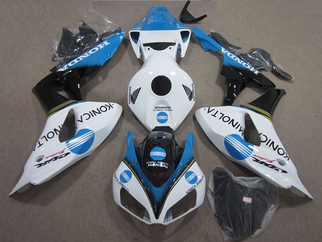 2006-2007 Honda CBR1000RR Motorcycle Fairings - White Light Blue Glossy Black Konica Minolta UK
