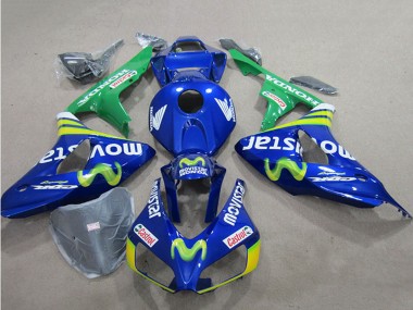 Best 2006-2007 Honda CBR1000RR Motorcycle Fairings - Blue Green Yellow MoviStar Castrol UK