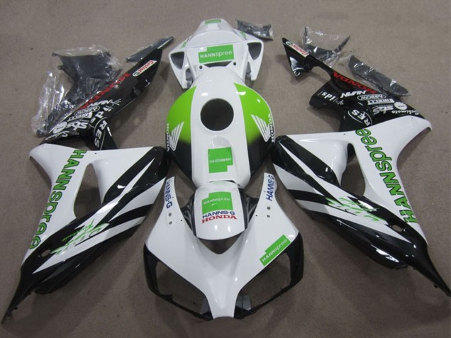 2006-2007 Honda CBR1000RR Motorcycle Fairings - White Green Glossy Black Hannspree UK