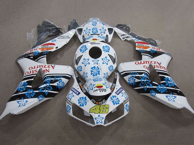 2006-2007 Honda CBR1000RR Motorcycle Fairings - White Light Blue Glossy Black Red Nastro Azzurro Repsol 46 UK