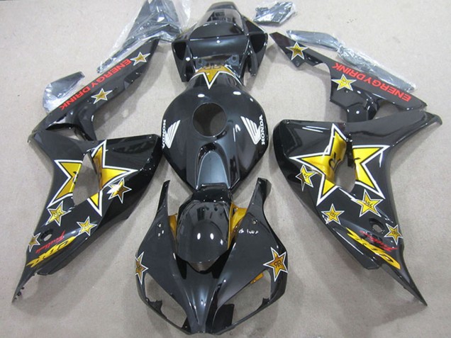 2006-2007 Honda CBR1000RR Motorcycle Fairings - Glossy Black Gold Star Energy Drink UK