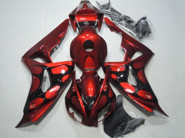 Best 2006-2007 Honda CBR1000RR Motorcycle Fairings - Red Glossy Black Flame UK
