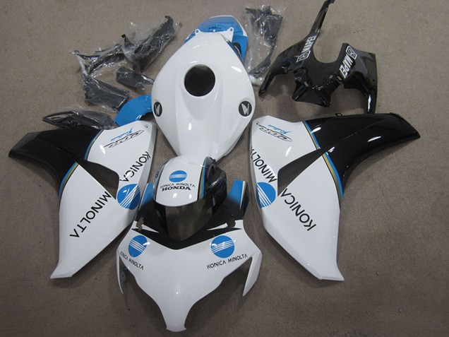 2008-2011 Honda CBR1000RR Motorcycle Fairing - White Blue Glossy Black Konica Minolta UK
