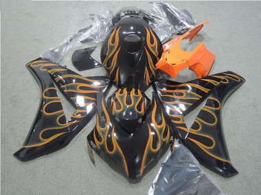 Best 2008-2011 Honda CBR1000RR Motorcycle Fairings - Glossy Black Orange Flame UK