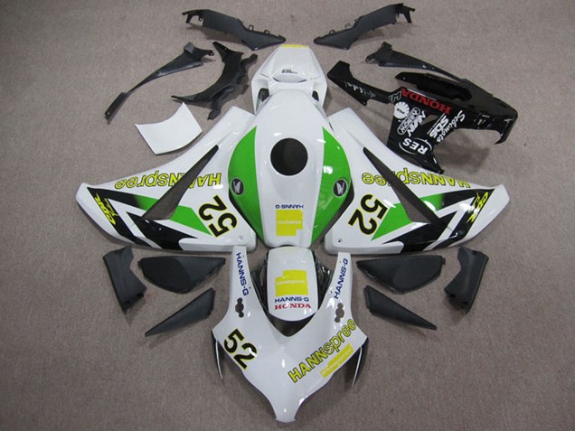 2008-2011 Honda CBR1000RR Motorcycle Fairings - White Green Yellow Glossy Black Hannspree 52 UK