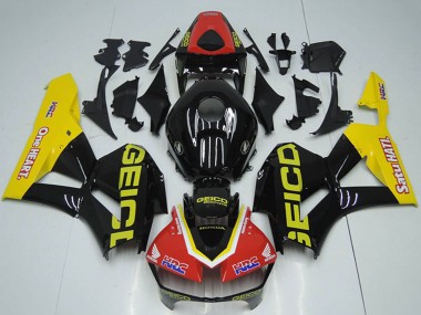 Best 2012-2016 Honda CBR1000RR Motorcycle Fairings - Red Yellow Glossy Black HRC One Heart GEICO UK