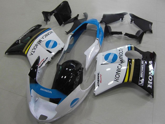 1996-2007 Honda CBR1100XX Blackbird Motorcycle Fairings - White Blue Glossy Black Konica Minolta UK