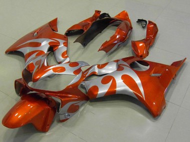 Best 2004-2007 Honda CBR600 F4i Motorcycle Fairings - Silver Orange Flame UK