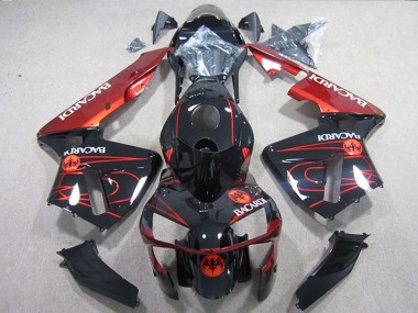 Best 2004-2005 Kawasaki ZX10R Motorcycle Fairings - Black Red Racardi UK