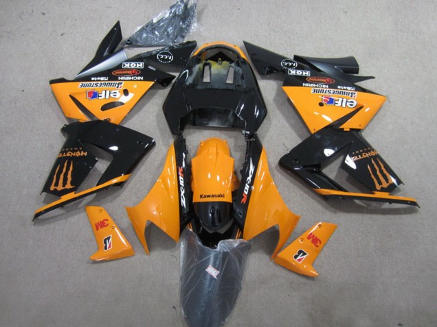 2004-2005 Kawasaki ZX10R Motorcycle Fairings - Orange Glossy Black 3M Monster UK