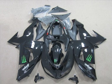 Best 2006-2007 Kawasaki ZX10R Motorcycle Fairings - Glossy Black Green Monster UK