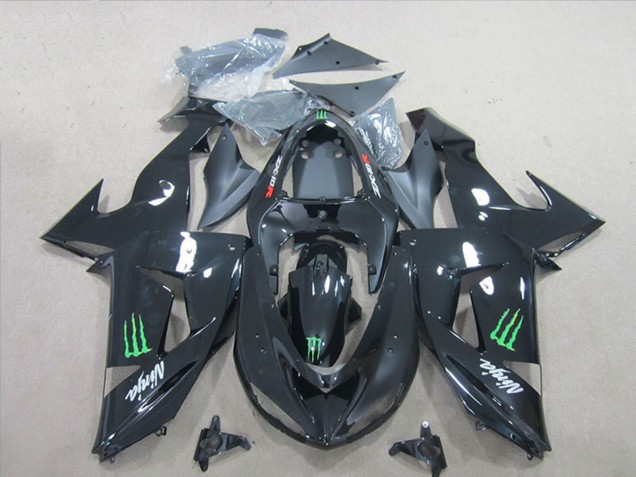 2006-2007 Kawasaki ZX10R Motorcycle Fairings - Glossy Black Green Monster UK