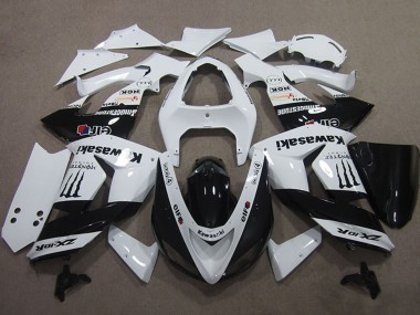 Best 2006-2007 Kawasaki ZX10R Motorcycle Fairings - White Glossy Black Elf Touch4 Monster Energy UK