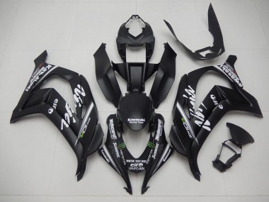 Best 2016-2020 Kawasaki ZX10R Motorcycle Fairings - Matte Black Green White Monster Racing Team Motocard UK
