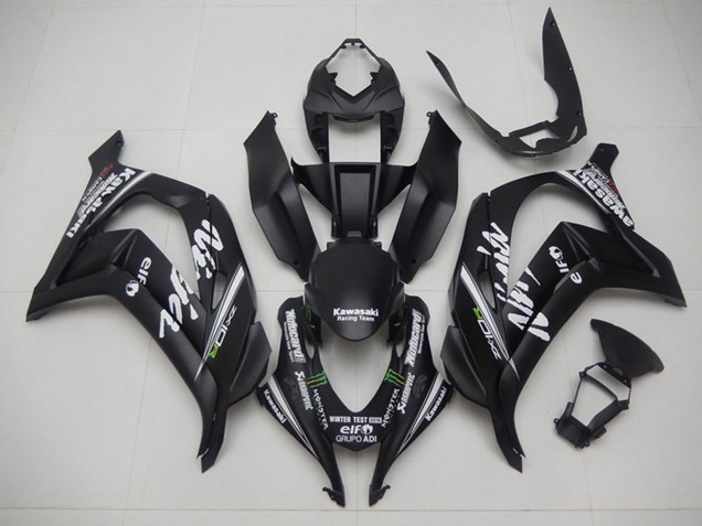 2016-2020 Kawasaki ZX10R Motorcycle Fairings - Matte Black Green White Monster Racing Team Motocard UK