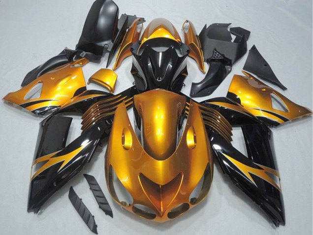 2006-2011 Kawasaki ZX14R ZZR1400 Motorcycle Fairing - Gold Glossy Black UK