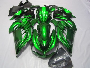 Best 2012-2024 Kawasaki ZX14R ZZR1400 Motorcycle Fairings - Green Glossy Black Silver Ninja UK