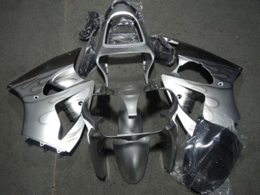 Best 2000-2002 Kawasaki ZX6R Motorcycle Fairings - Silver Grey Flame UK