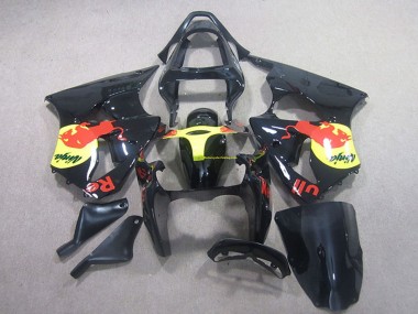 Best 2000-2002 Kawasaki ZX6R Motorcycle Fairing - Glossy Black Yellow Red Bull UK
