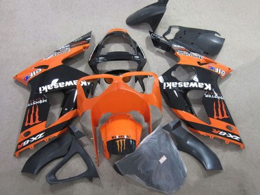 Best 2003-2004 Kawasaki ZX6R Motorcycle Fairings - Orange Black Monster UK