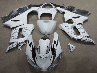 Best 2005-2006 Kawasaki ZX6R Motorcycle Fairing Kits - White Black UK