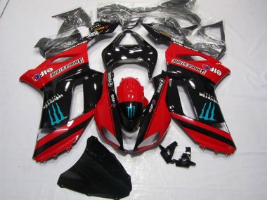 Best 2007-2008 Kawasaki ZX6R Motorcycle Fairings - Red Black Monster UK