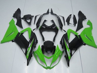 Best 2013-2018 Kawasaki ZX6R Motorcycle Fairings Kits - Green Glossy Black UK