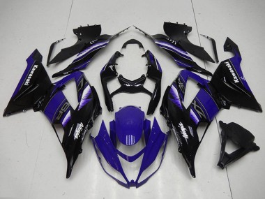 Best 2013-2018 Kawasaki ZX6R Motorcycle Fairing Kits - Blue Glossy Black UK