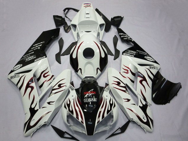 2004-2005 Honda CBR1000RR Motorcycle Fairings - White Glossy Black Red Flame UK