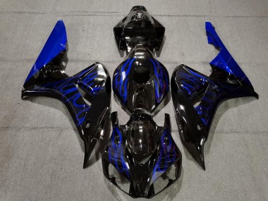 Best 2006-2007 Honda CBR1000RR Motorcycle Fairing - Glossy Black Blue Flame UK