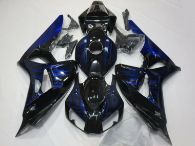 Best 2006-2007 Honda CBR1000RR Motorcycle Fairings - Glossy Black Blue Flame UK