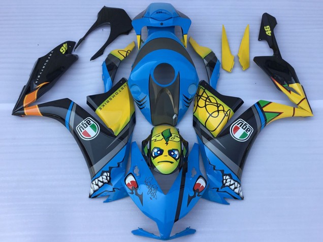 2012-2016 Honda CBR1000RR Motorcycle Fairings - Blue Yellow Glossy Black Shark Teeth UK