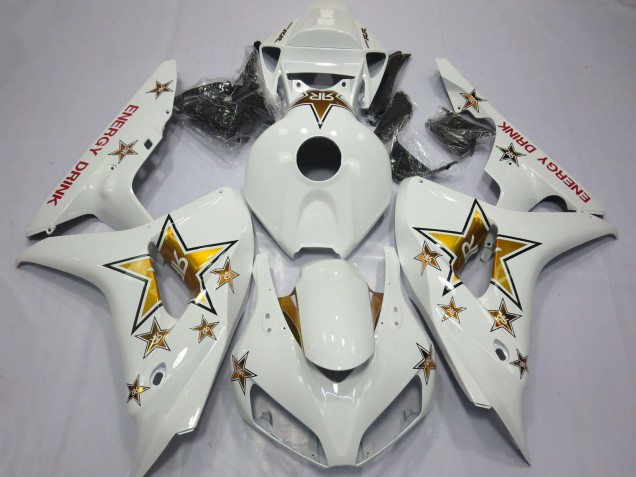 2006-2007 Honda CBR1000RR Motorcycle Fairings - White Gold Star Energy Drink UK