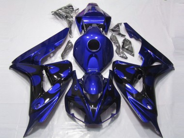 Best 2006-2007 Honda CBR1000RR Motorcycle Fairings - Blue Glossy Black Flame UK