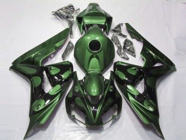 Best 2006-2007 Honda CBR1000RR Motorcycle Fairings - Green Glossy Black Flame UK
