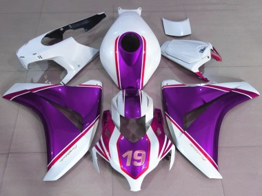 Best 2008-2011 Honda CBR1000RR Motorcycle Fairings - White Glossy Purple Pink 19 UK